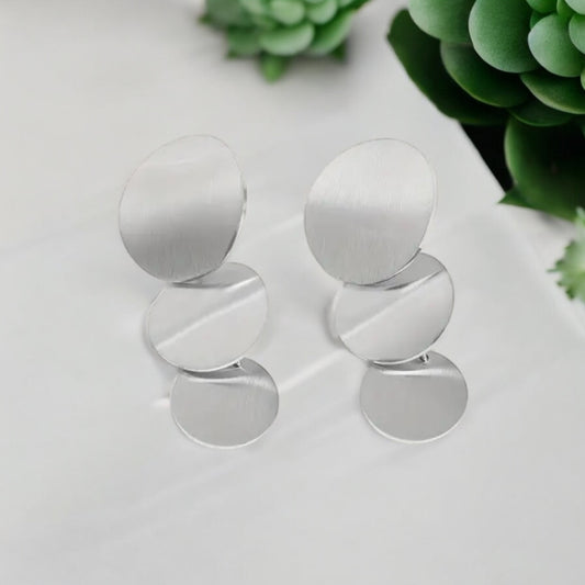 Fashion Sterling Silver 3 Round Drop Earring