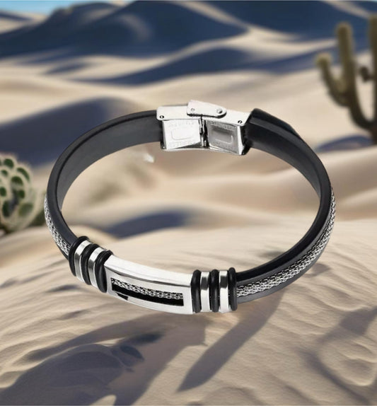 Genuine Leather Stainless Steel Unisex Bracelet