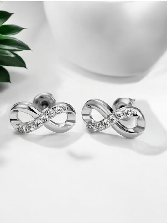 White Gold Plated Infinity Earring with Zirconia