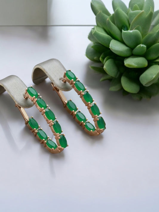 Fashionable Elegant Green Zirconia Drop Earring