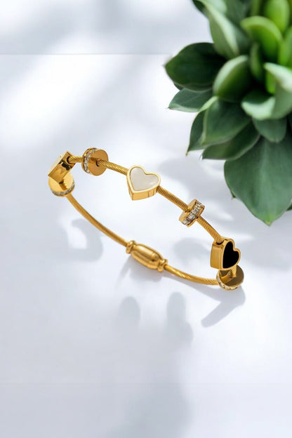 Gold Plated  Modern Heart Bangles