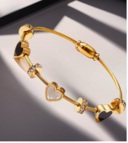 Gold Plated  Modern Heart Bangles