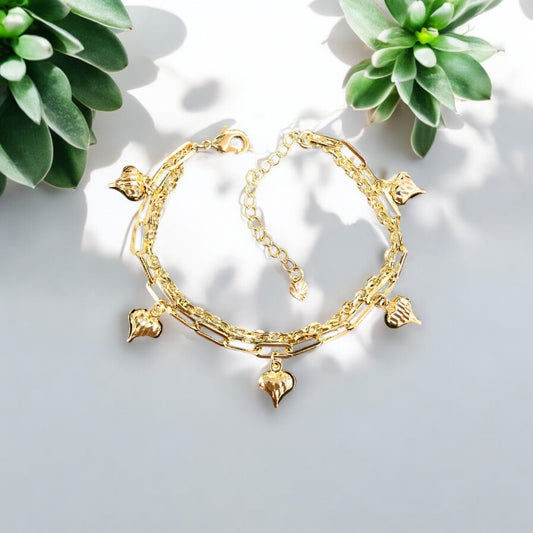 18k Gold Filled Eternal Heart Charm Bracelet