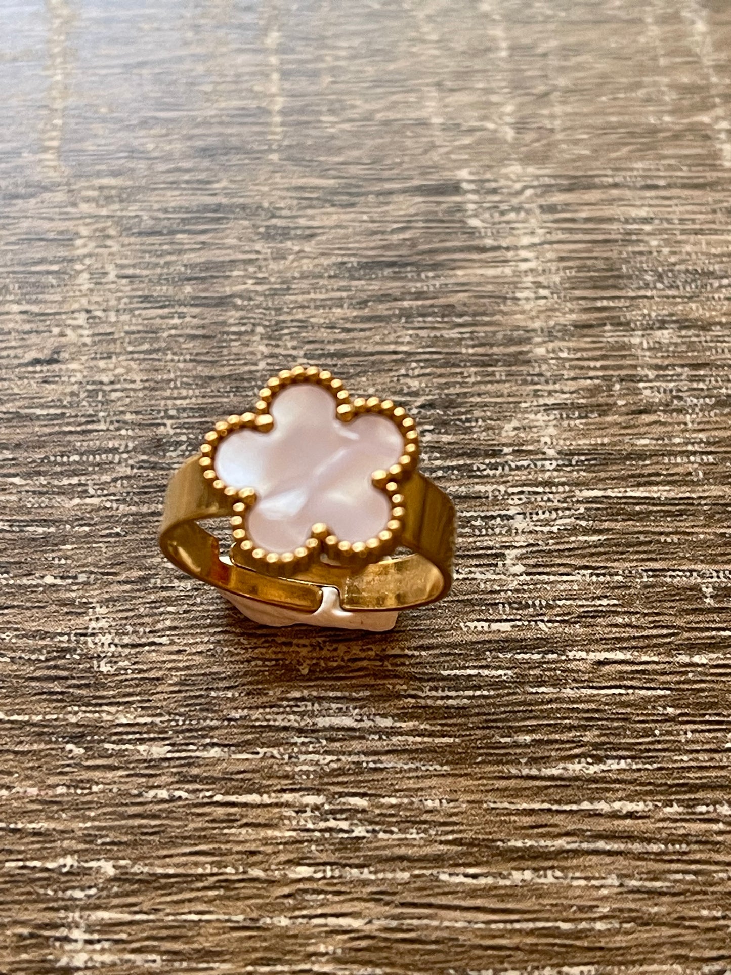 Fashionable Golden Adjustable Flower Clover Ring