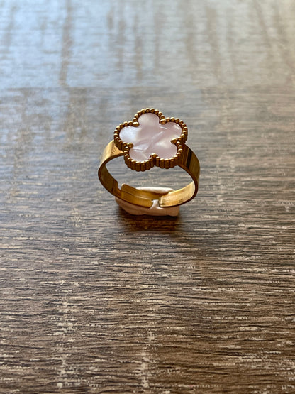 Fashionable Golden Adjustable Flower Clover Ring