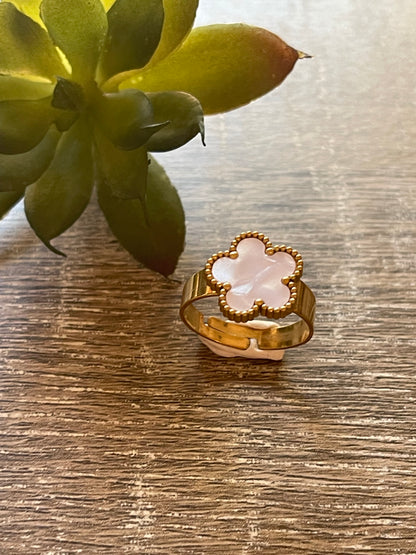 Fashionable Golden Adjustable Flower Clover Ring