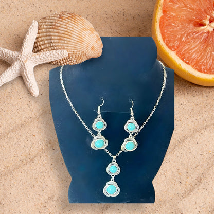 Faux Turquoise Fashion Necklace and Earring Set