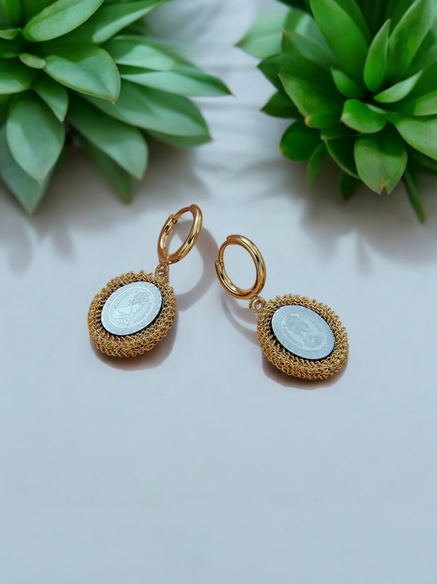 Gold Plated Stud Earring Cameo Earrings