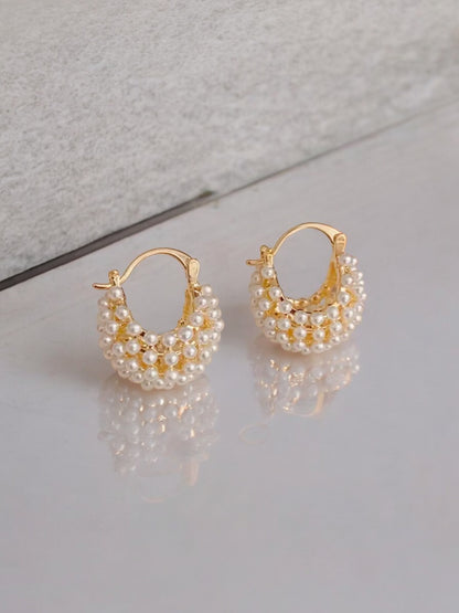 Water Faux Charming Shaped Pearls Earrings