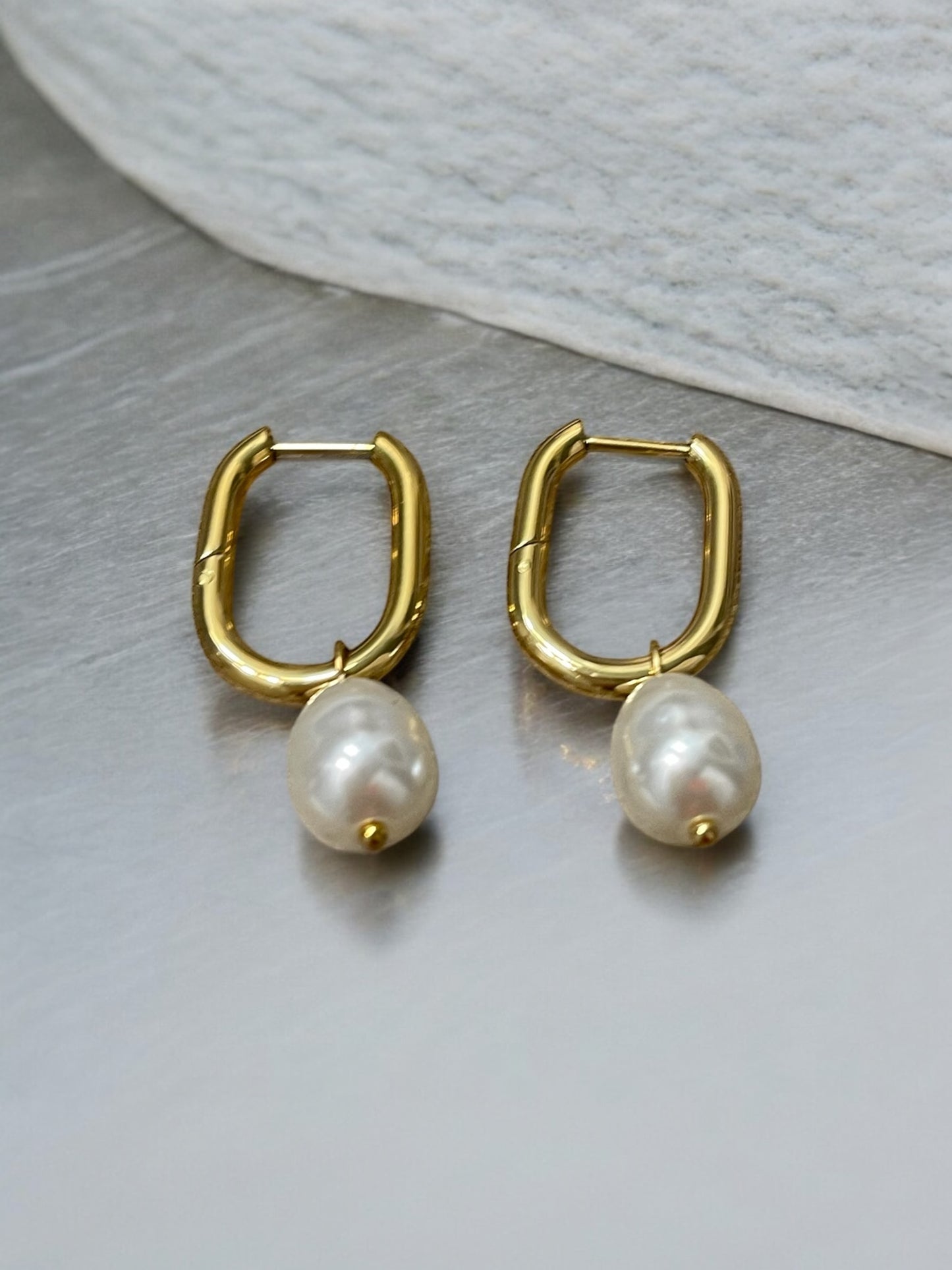 18k Gold Plated Hoop Square Earring with