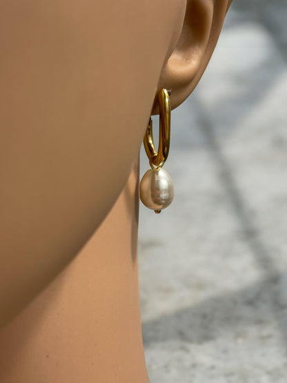 18k Gold Plated Hoop Square Earring with