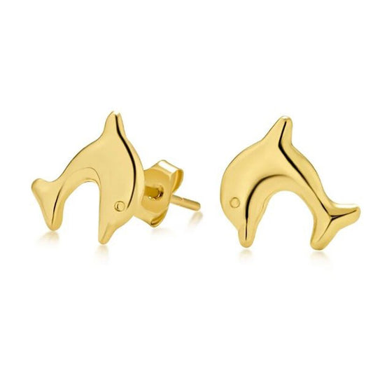 Genuine  Solid 14K Gold Dolphin Earrings